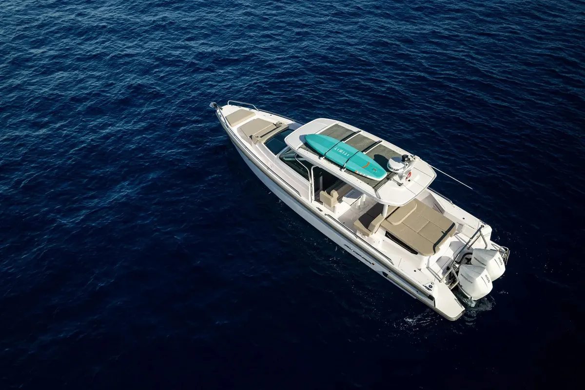 Exterior view of Nautiful, a Axopar 37 Sun Top motorboat at Floriana, Malta
