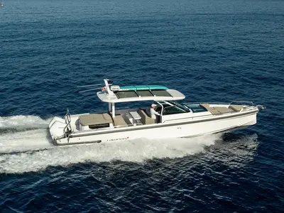 Exterior view of Nautiful, a Axopar 37 Sun Top motorboat at Floriana, Malta