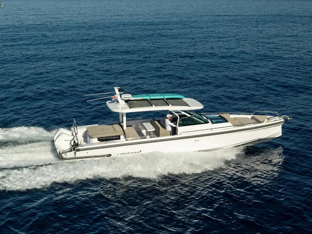 Exterior view of Nautiful, a Axopar 37 Sun Top motorboat at Floriana, Malta