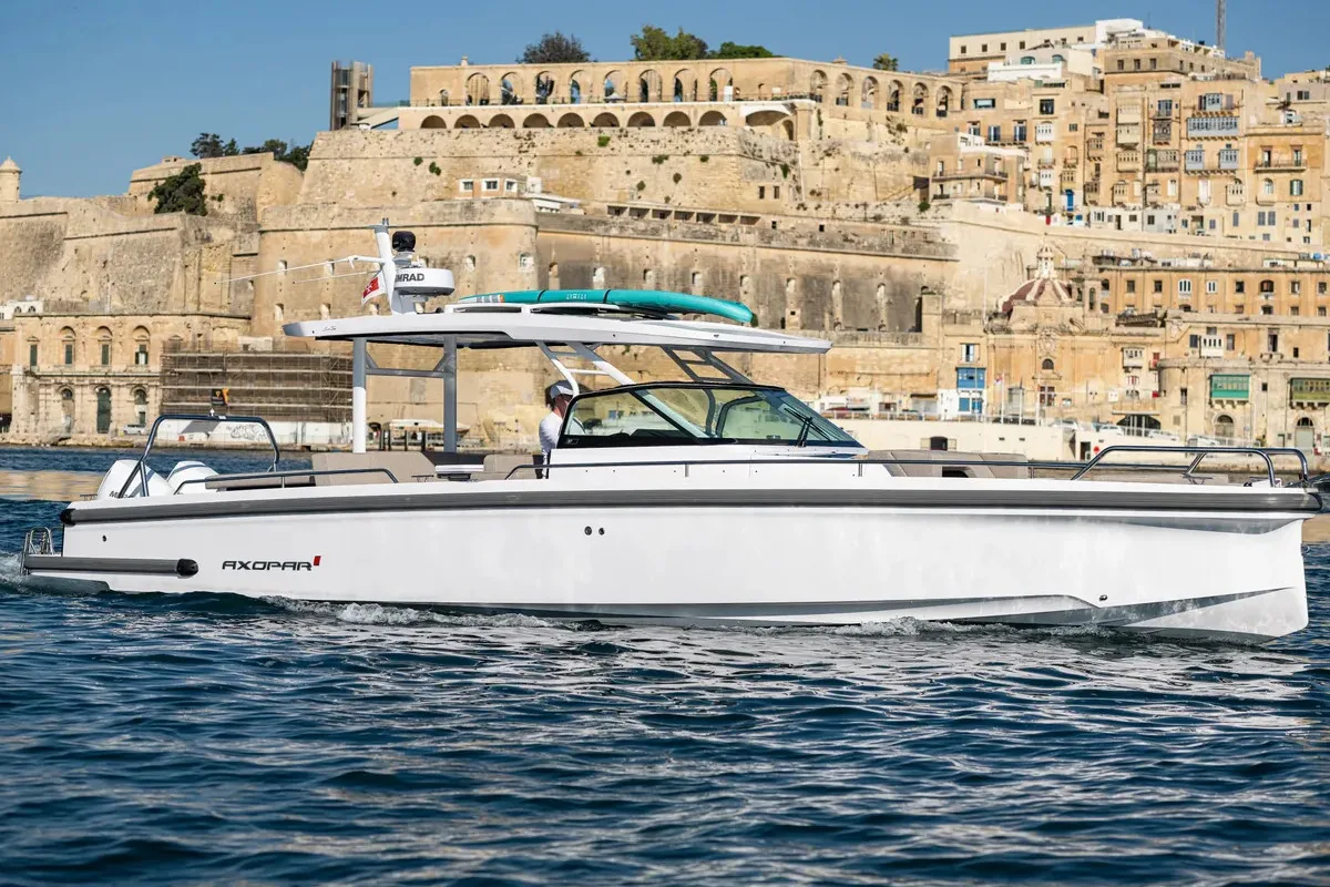 Exterior view of Nautiful, a Axopar 37  Sun Top motorboat at Floriana, Malta
