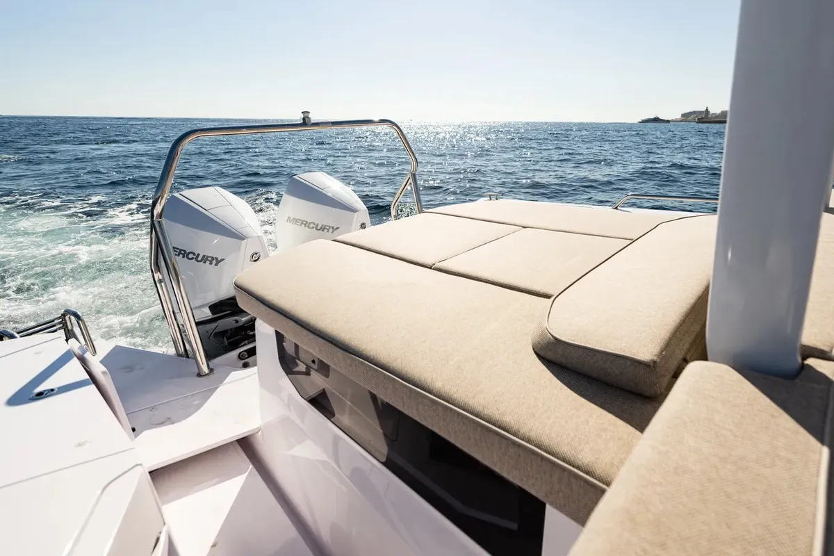 Deck of Nautiful, a Axopar 37 Sun Top motorboat at Floriana, Malta