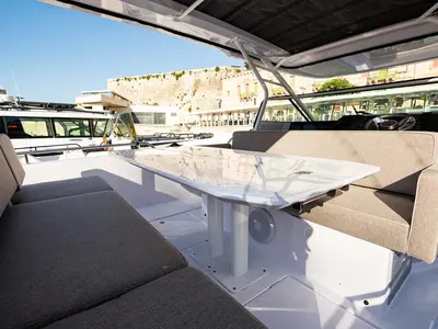 Deck of Nautiful, a Axopar 37 Sun Top motorboat at Floriana, Malta