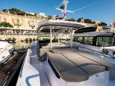 Deck of Nautiful, a Axopar 37 Sun Top motorboat at Floriana, Malta