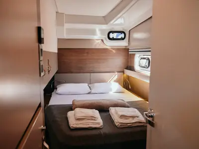 Cabin on Ediba Aries, a Bali Catspace catamaran at Marmaris, Turkey