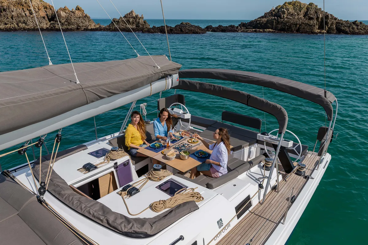 Galeo, a Dufour 470 sailboat at Ventimiglia, Italy