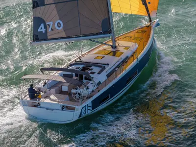 Galeo, a Dufour 470 sailboat at Ventimiglia, Italy