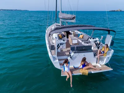 Galeo, a Dufour 470 sailboat at Ventimiglia, Italy
