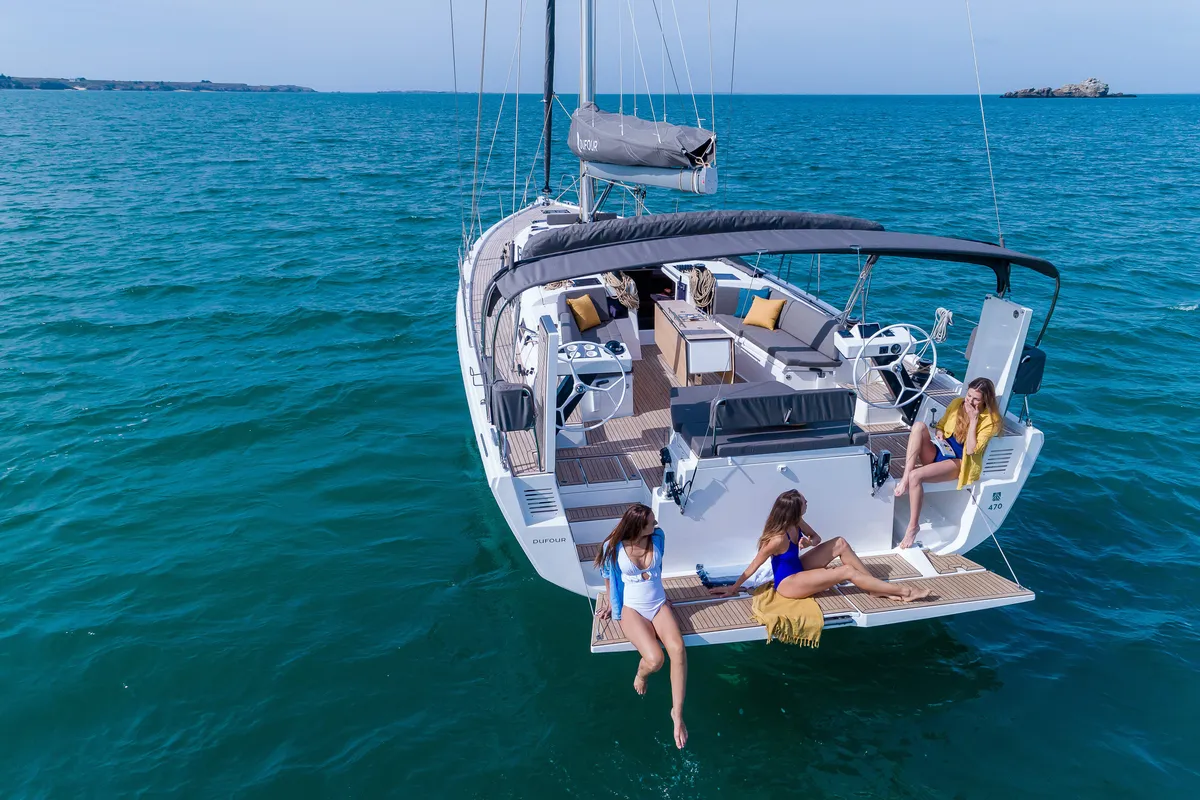 Galeo, a Dufour 470 sailboat at Ventimiglia, Italy