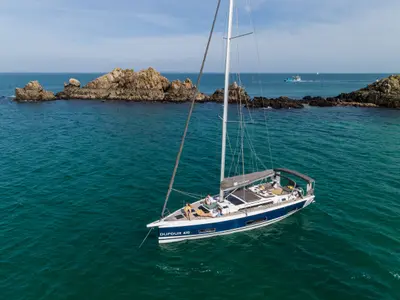 Galeo, a Dufour 470 sailboat at Ventimiglia, Italy