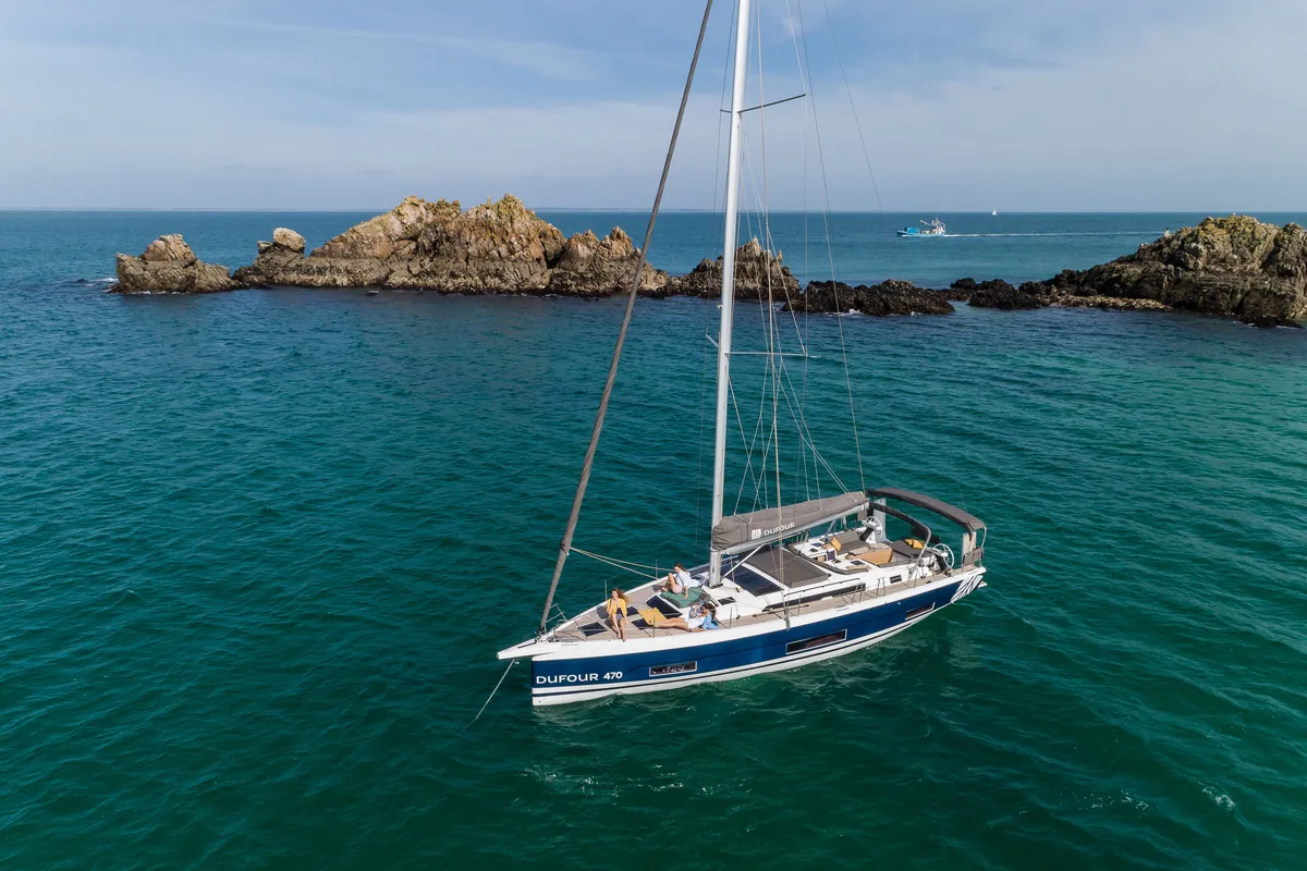 Galeo, a Dufour 470 sailboat at Ventimiglia, Italy
