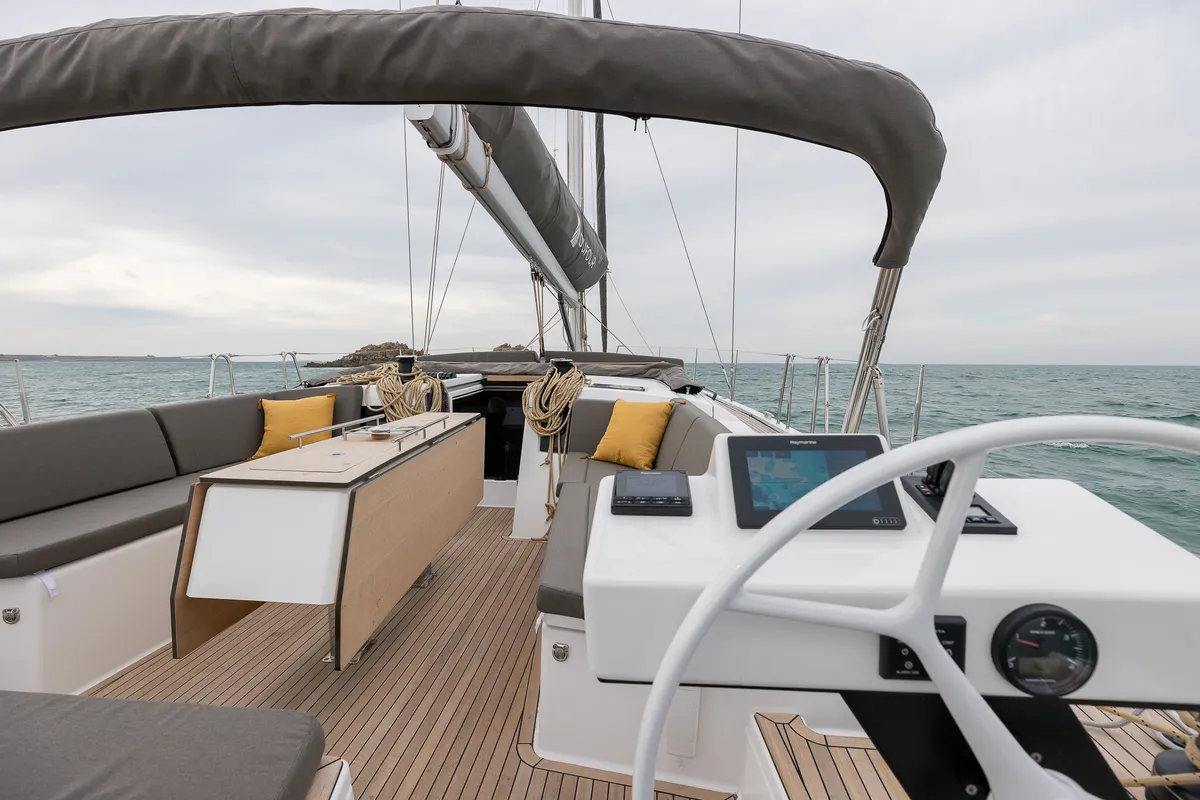 Galeo, a Dufour 470 sailboat at Ventimiglia, Italy