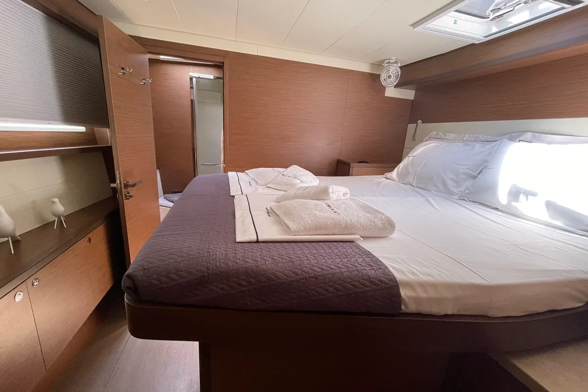 Cabin on Blue Velvet, a Lagoon 52 F catamaran at Municipal Unit of Lefkada, Greece