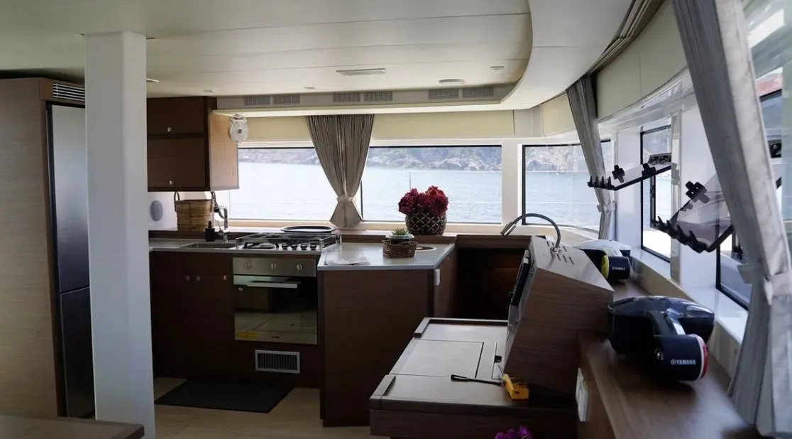 Galley of Blue Velvet, a Lagoon 52 F catamaran at Municipal Unit of Lefkada, Greece