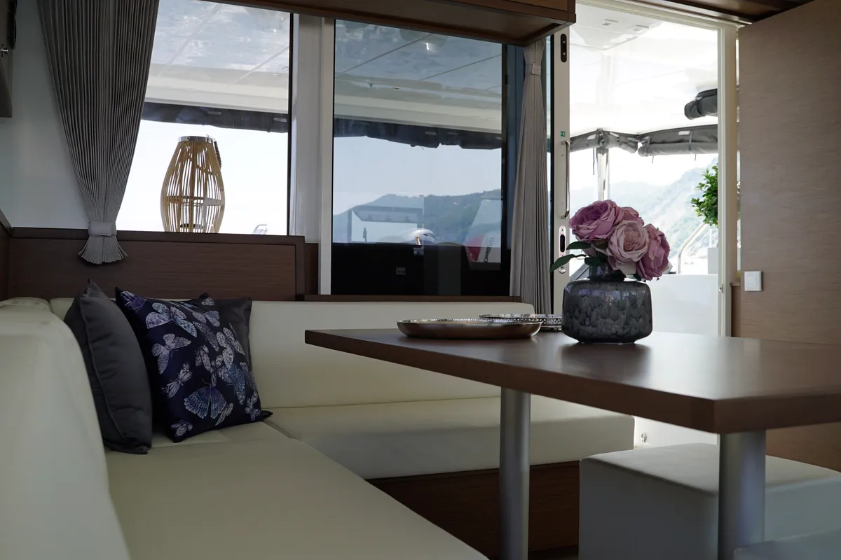 Salon of Blue Velvet, a Lagoon 52 F catamaran at Municipal Unit of Lefkada, Greece