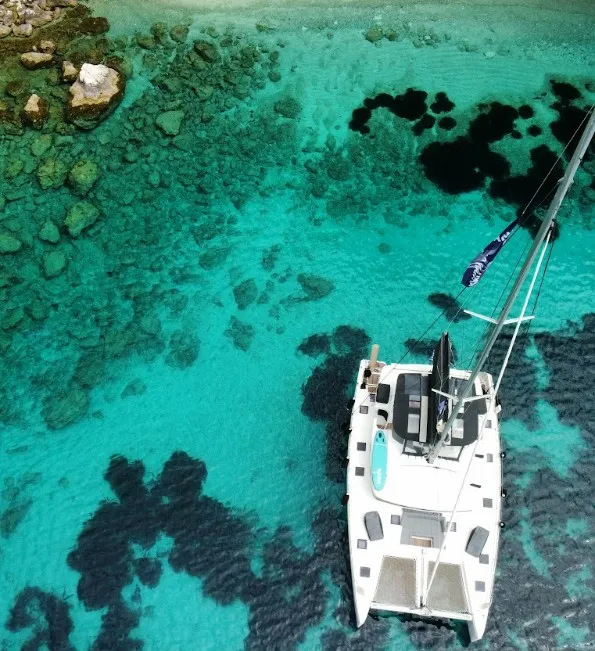 Exterior view of Blue Velvet, a Lagoon 52 F catamaran at Municipal Unit of Lefkada, Greece