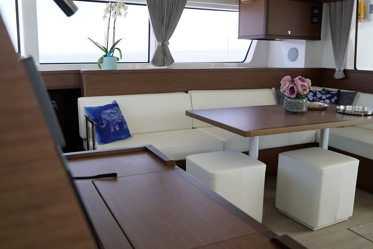 Salon of Blue Velvet, a Lagoon 52 F catamaran at Municipal Unit of Lefkada, Greece