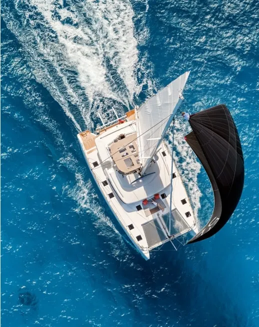 Exterior view of Blue Velvet, a Lagoon 52 F catamaran at Municipal Unit of Lefkada, Greece