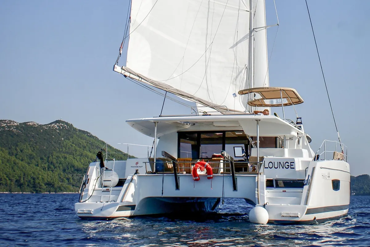 Salon of Lounge, a Fountaine Pajot Helia 44 catamaran at Tivat, Montenegro