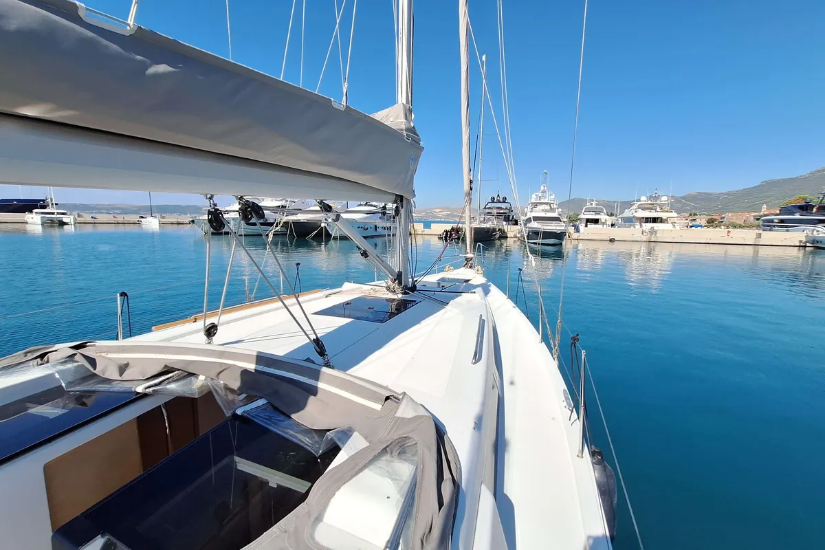 Sunny Day, a Hanse 388 sailboat at Grad Kaštela, Croatia
