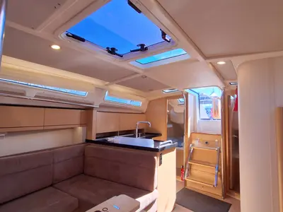 Galley of Sunny Day, a Hanse 388 sailboat at Kaštela, Croatia