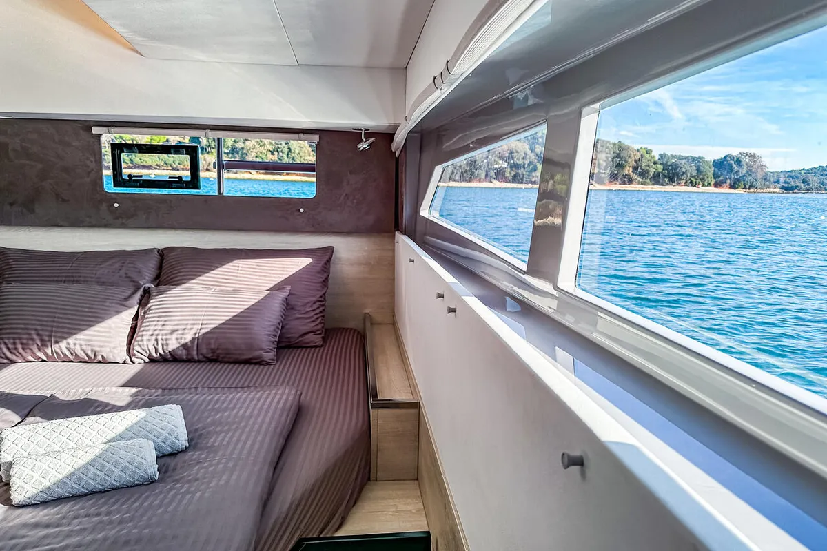 Cabin on Solaia, a Leopard 50 catamaran at Sukošan, Croatia