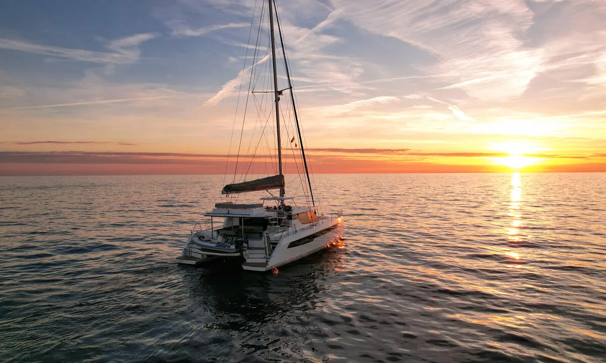 Exterior view of Solaia, a Leopard 50 catamaran at Sukošan, Croatia