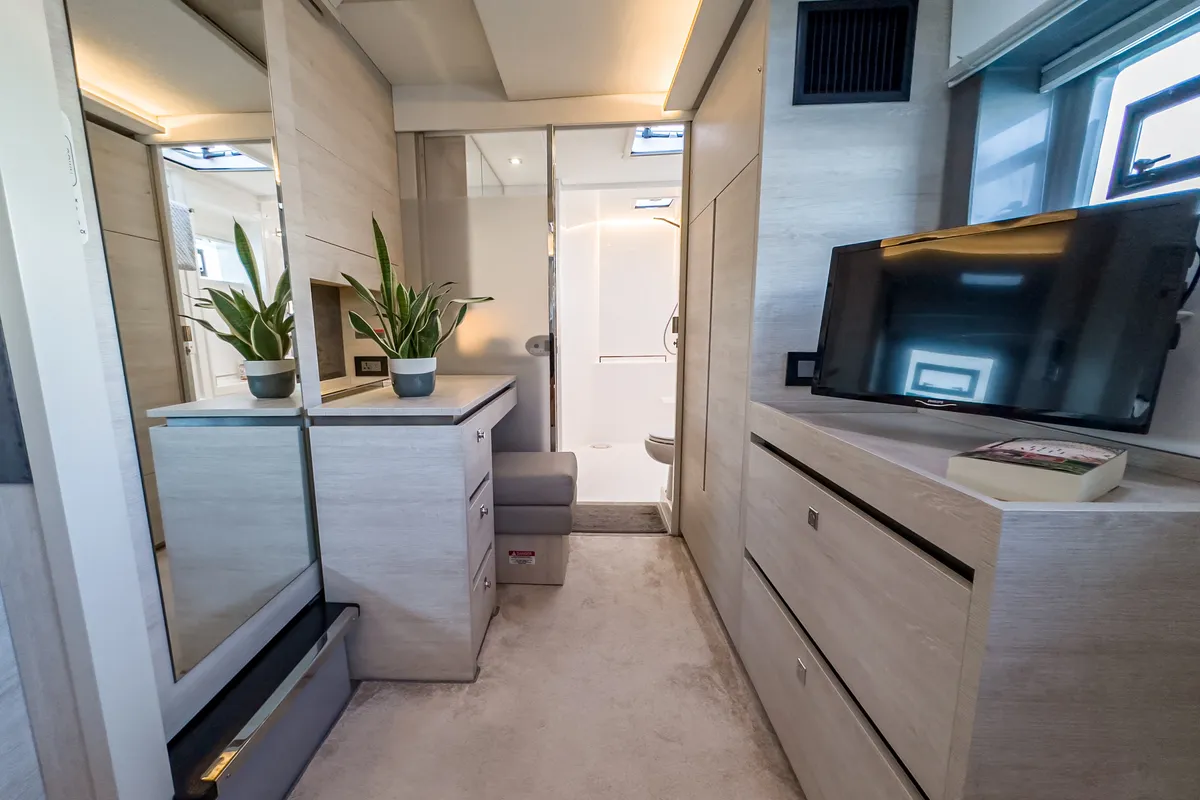 Cabin on Solaia, a Leopard 50 catamaran at Sukošan, Croatia