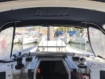 Deck of Alboran XXXIV Nini (Majorca), a Beneteau Oceanis 45 sailboat at es Jonquet, Spain