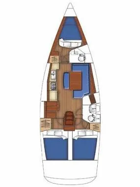 Floor plan of Arina, a Beneteau Oceanis 40 sailboat at Marmaris, Turkey