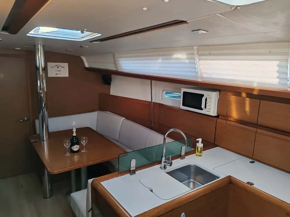 Salon of Alboran XXXIV Nini, a Jeanneau Sun Odyssey 389 sailboat at Pakoštane, Croatia