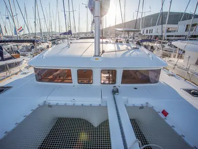 Deck of Mare Quiero, a Lagoon 400 S2 catamaran at Bodrum, Turkey