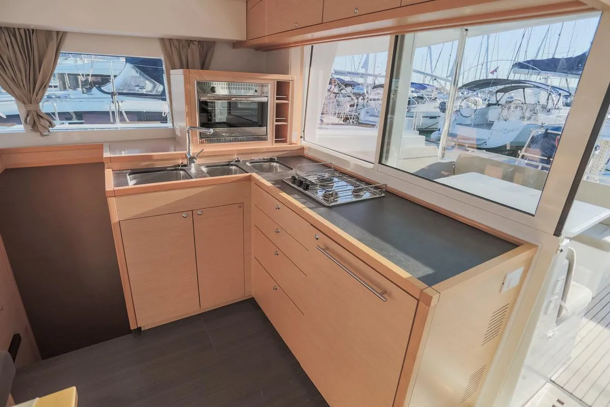 Galley of Mare Quiero, a Lagoon 400 S2 catamaran at Bodrum, Turkey