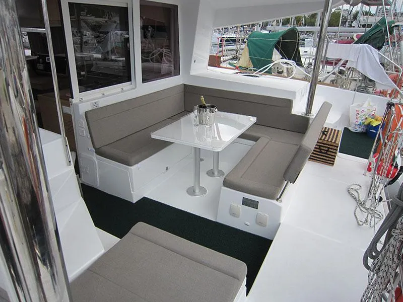 Deck of Mare Quiero, a Lagoon 400 S2 catamaran at Bodrum, Turkey