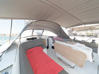 Deck of Triton, a Hanse 458 sailboat at Municipal Unit of Rhodes, Greece