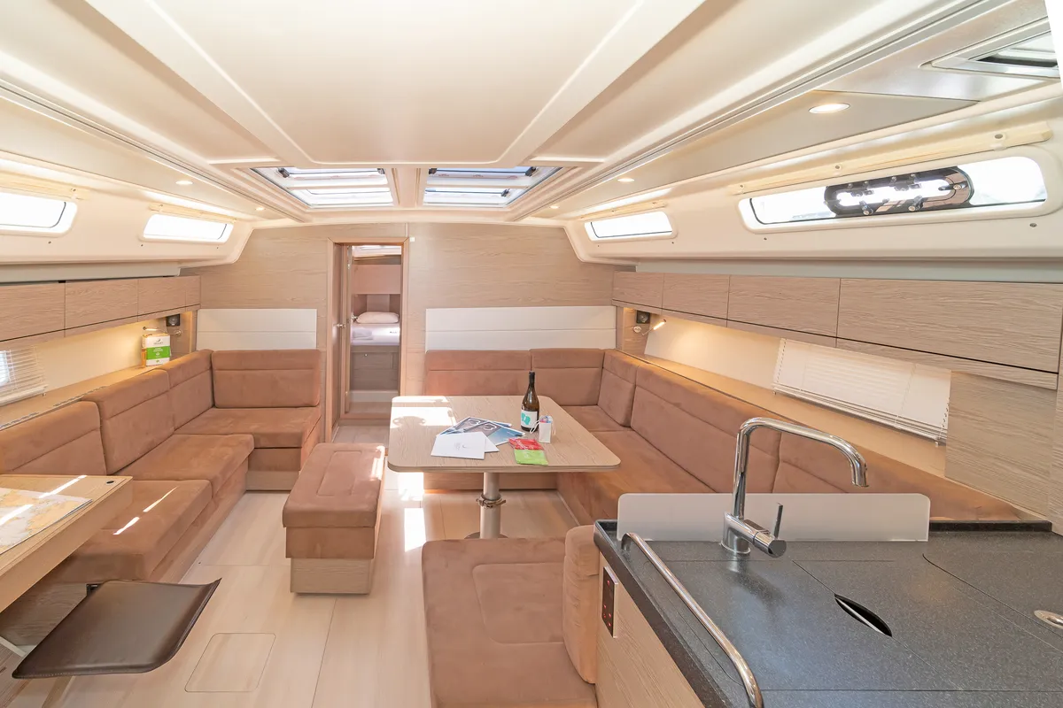 Salon of Triton, a Hanse 458 sailboat at Municipal Unit of Rhodes, Greece