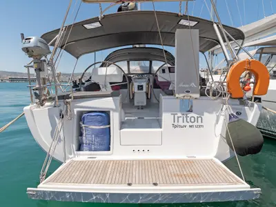 Cockpit of Triton, a Hanse 458 sailboat at Municipal Unit of Rhodes, Greece
