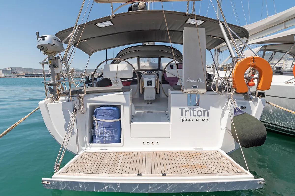 Cockpit of Triton, a Hanse 458 sailboat at Municipal Unit of Rhodes, Greece