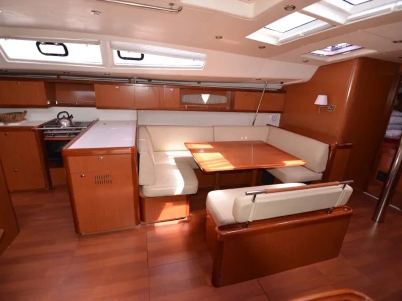 Salon of Captain John, a Beneteau Oceanis 54 sailboat at Athens, Greece