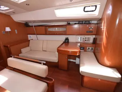 Salon of Captain John, a Beneteau Oceanis 54 sailboat at Athens, Greece