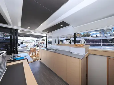 Galley of Marlie, a Fountaine Pajot MY 37 catamaran at Grad Trogir, Croatia