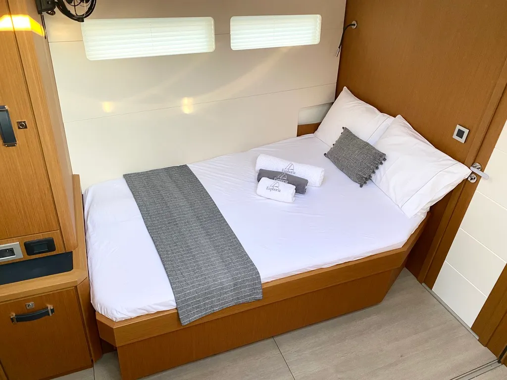 Cabin on Euphoria, a Jeanneau 60 sailboat at Nea Peramos, Greece