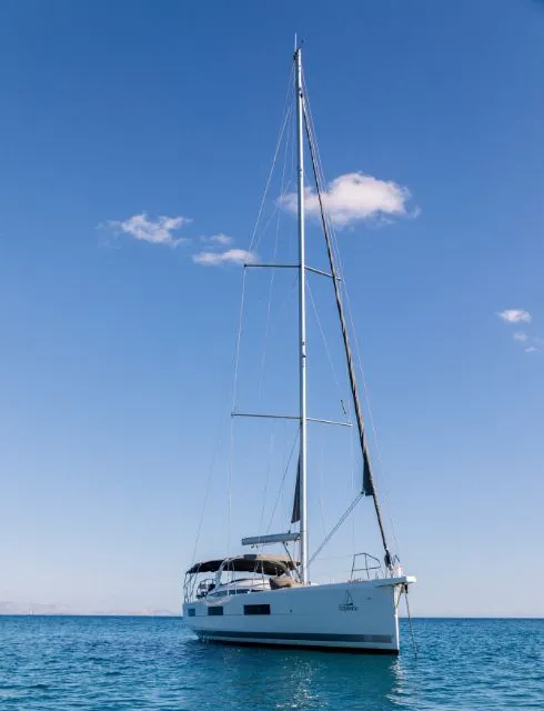 Exterior view of Euphoria, a Jeanneau 60 sailboat at Nea Peramos, Greece