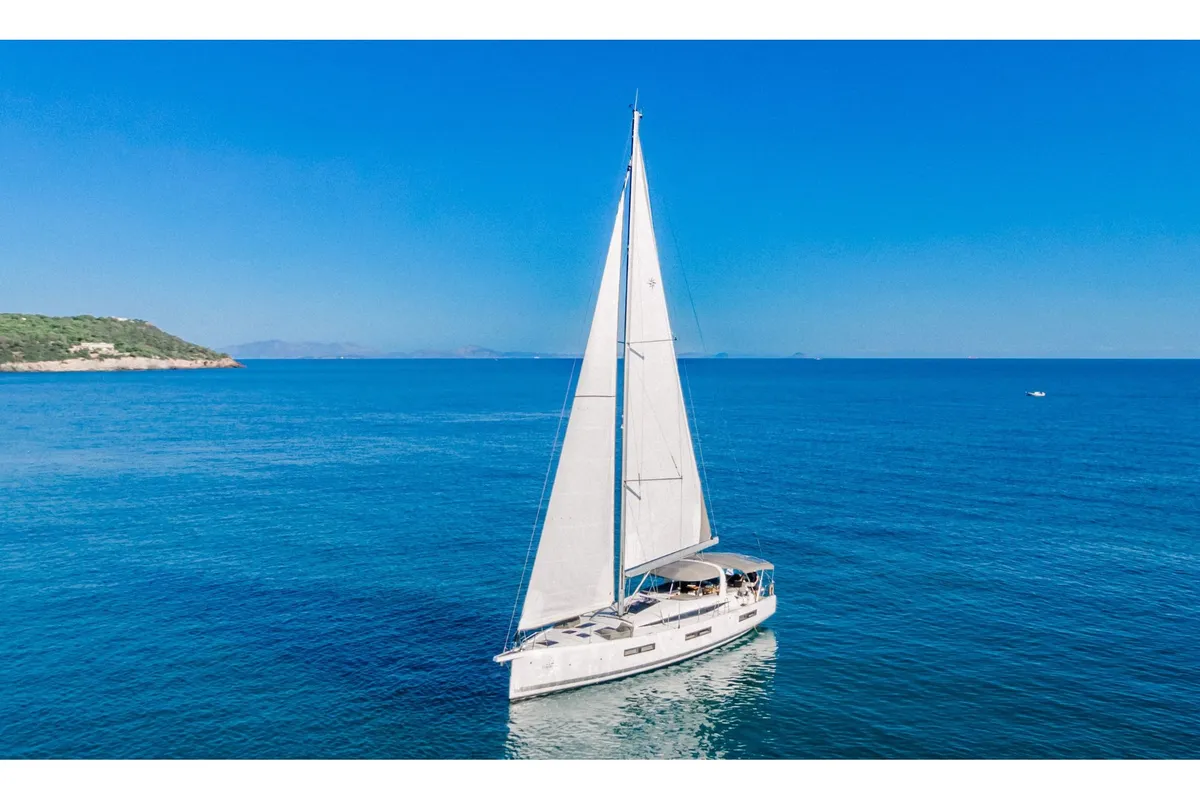 Exterior view of Euphoria, a Jeanneau 60 sailboat at Nea Peramos, Greece