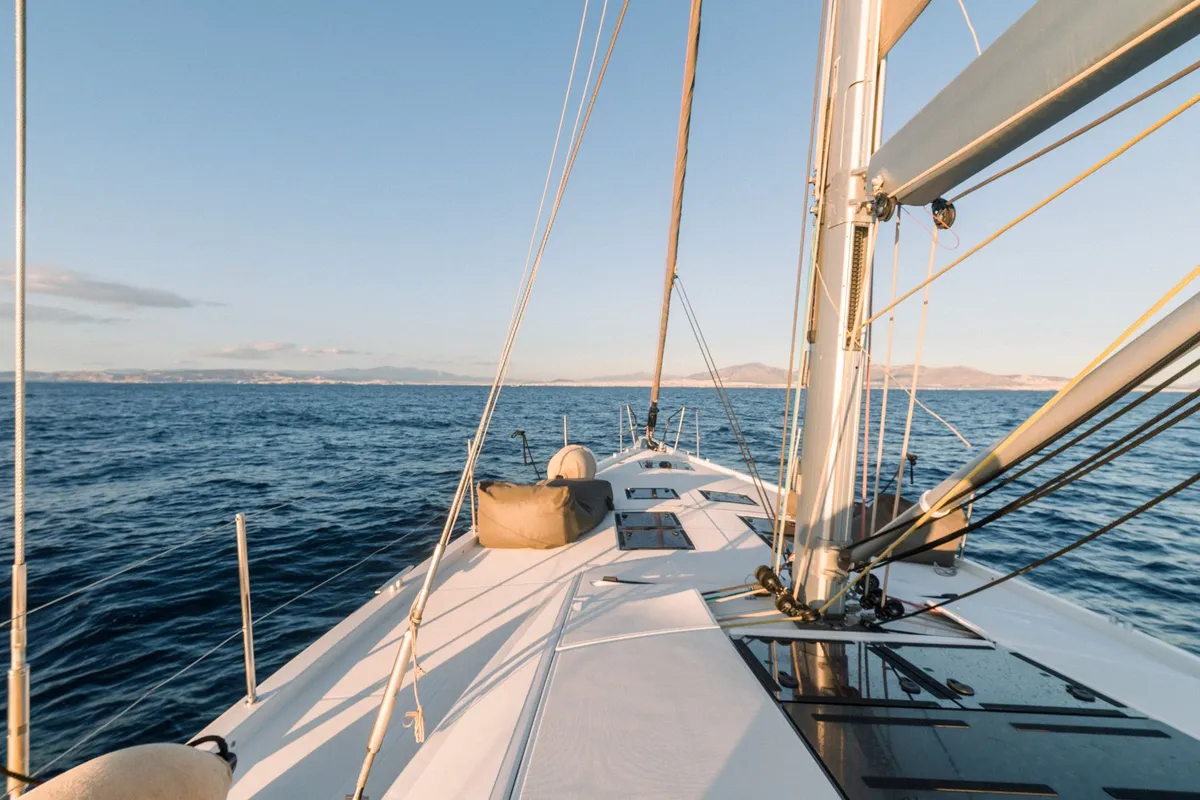 Exterior view of Euphoria, a Jeanneau 60 sailboat at Nea Peramos, Greece