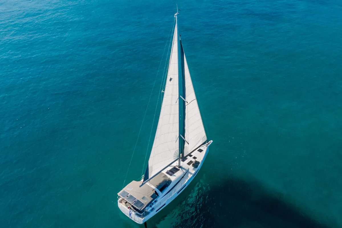 Exterior view of Euphoria, a Jeanneau 60 sailboat at Nea Peramos, Greece