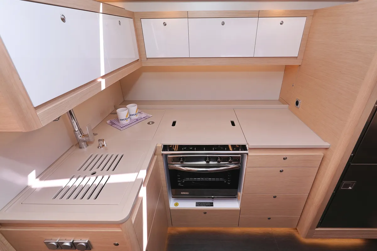 Galley of Blue Wave, a Dufour 470 sailboat at Primošten, Croatia