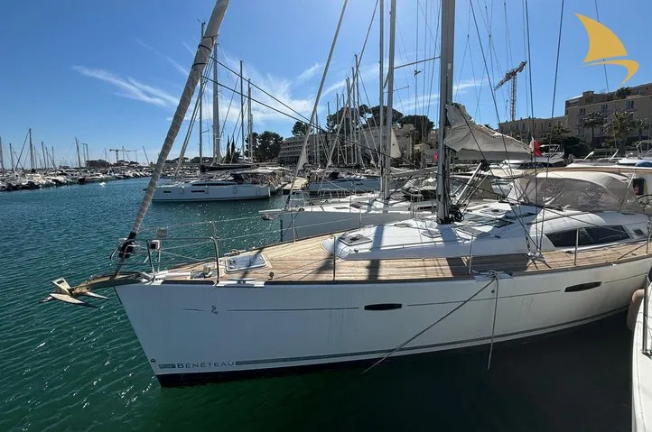 Exterior view of Calypso, a Beneteau Oceanis 50 sailboat at Ajaccio, France