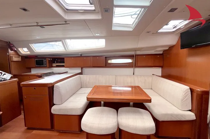 Salon of Calypso, a Beneteau Oceanis 50 sailboat at Ajaccio, France