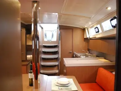 Salon of Alma, a Beneteau Oceanis 41.1 sailboat at Municipal Unit of Ellomenos, Greece