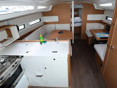 Galley of Nuria, a Jeanneau Sun Odyssey 415 sailboat at Pula, Croatia